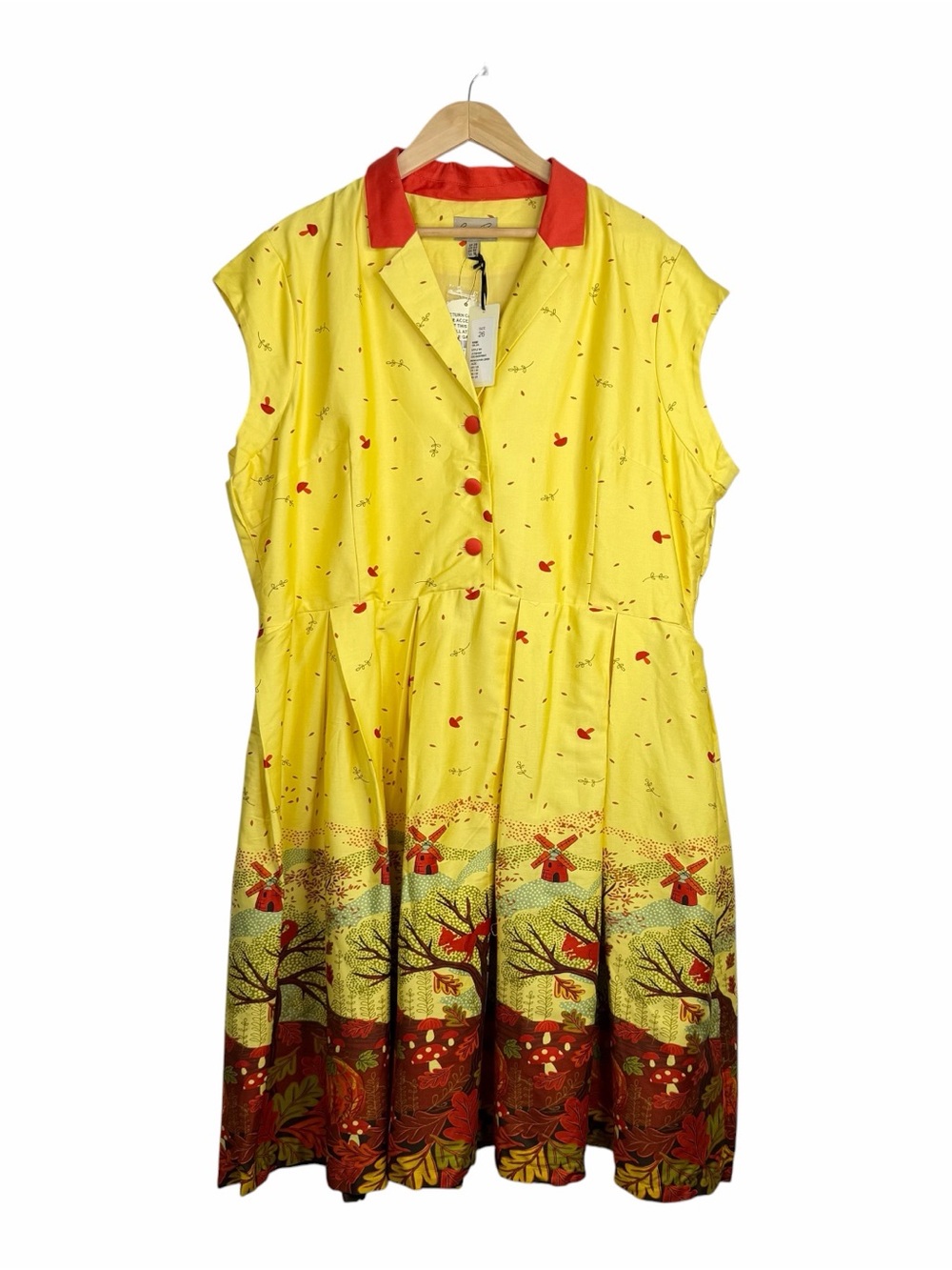 Lindy Bop NWT Gilda Swing Dress Retro Vintage Inspired Autumn Leaves US 22